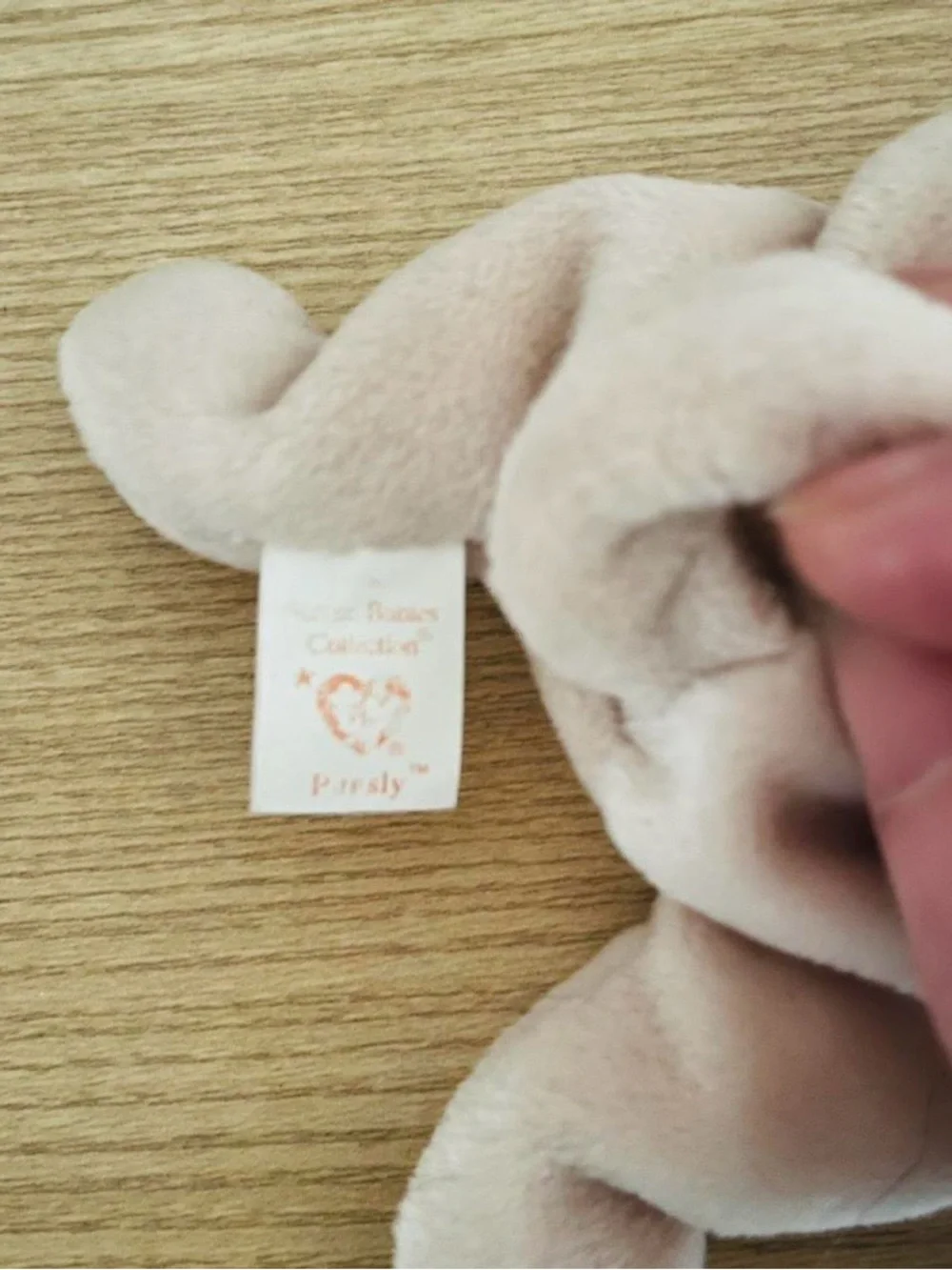 Vintage Ty Beanies Plush Pug Dog - Cream & Black (Tag Error)